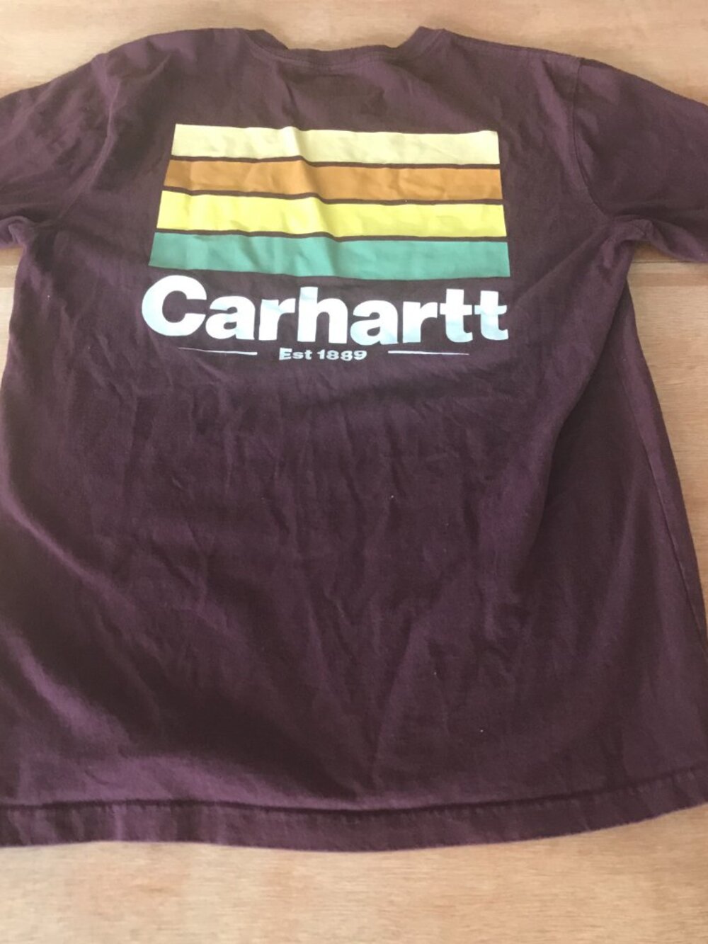 Carhartt Relaxed Fit Graphic Shirt Men M Brown Striped Pocket Short Sleeve 20146